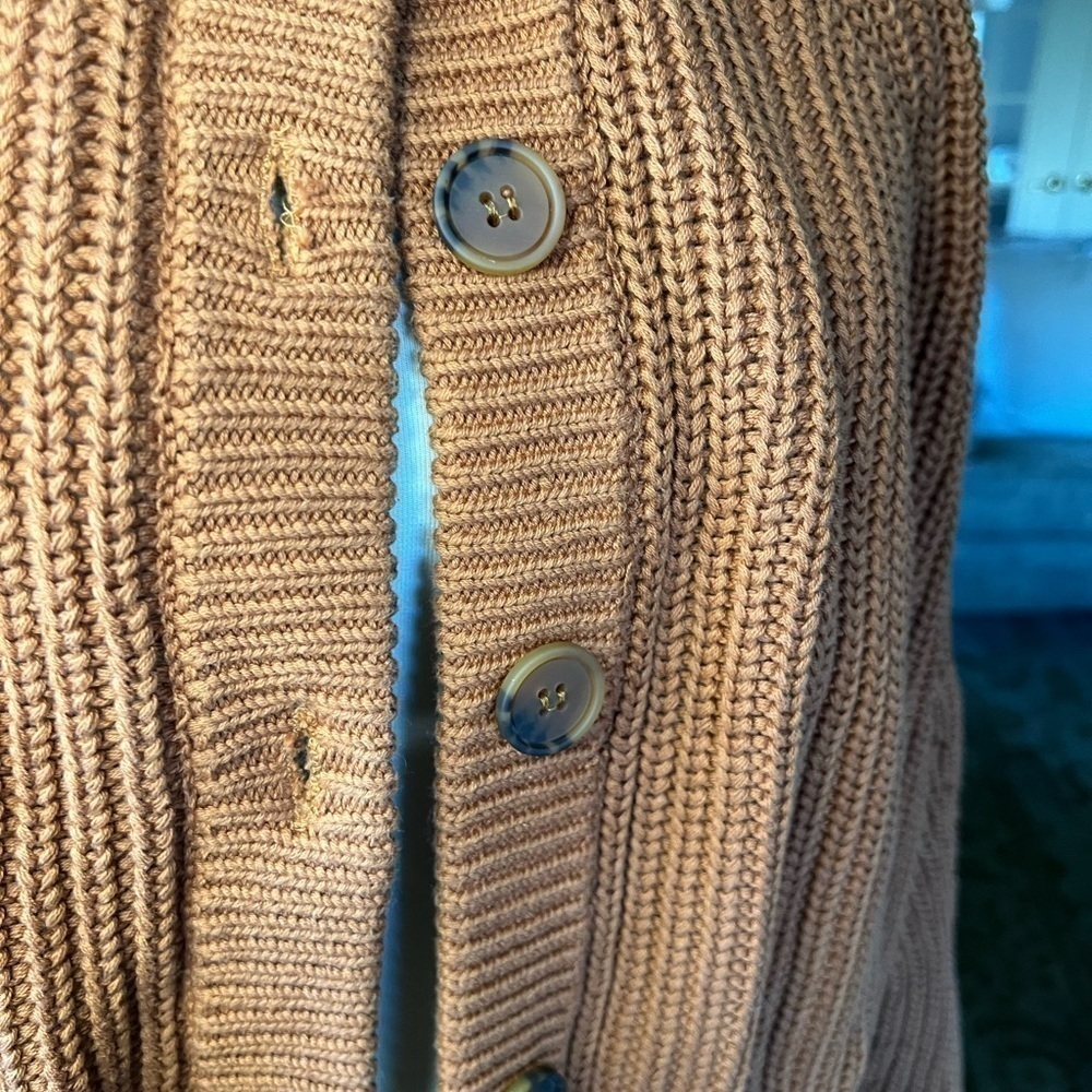 525 AMERICA Cognac cotton heavy knit balloon sleeves size large - Picture 6 of 11